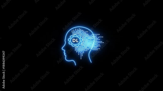 Deep Learning Neural Network Brain Circuitry Glowing Blue D L Cybernetic Intelligence A I Technology Concept