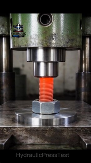 Extreme pressure meets red-hot steel 🔥 Watch this hydraulic press slowly crush a glowing bolt in the most satisfying way There’s something incredibly satisfying about extreme pressure and glowing hot metal. In this video, a powerful hydraulic press slowly moves from top to bottom, crushing a red-hot threaded steel bolt under immense force. The slow descent, realistic machine sounds, and intense heat create a pure industrial ASMR experience. Watch till the end as the press reaches maximum pressu