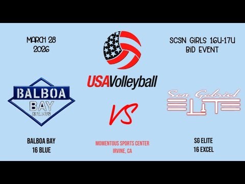 W Balboa Bay 16 Blue vs SG Elite 16 Excel - SCSN Girls 16U-17U Bid Event (3/28/2026)