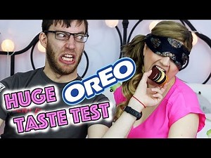 HUGE OREO TASTE TEST - CRAZY FLAVORS! w/ my brother! Swedish Fish Oreos, Candy Corn | VICKIE COMEDY