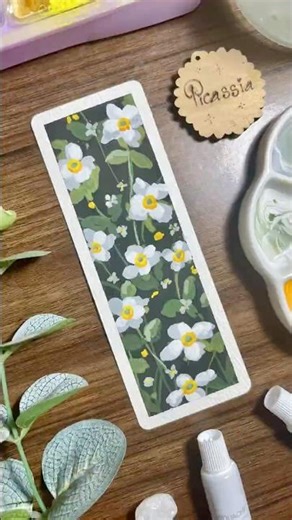 Anemone flower bookmark drawing tutorial using gouache 🌸 #gouachetutorial