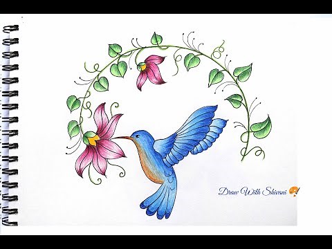 Humming Bird Drawing using Pencil Colors/ How to Draw Humming Bird