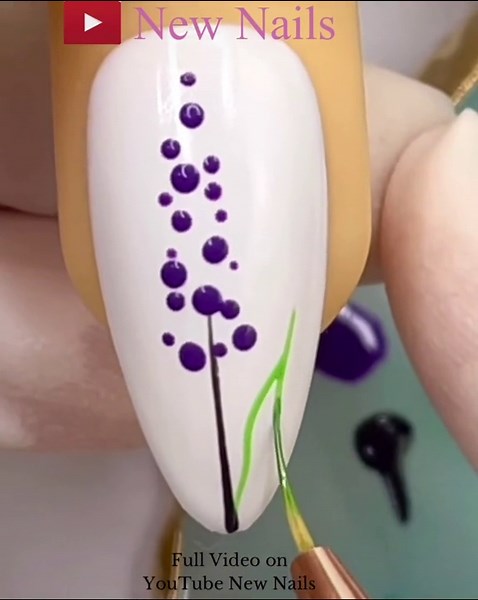 Easy Lavender Flower Nail Art Tutorial for Beginners
