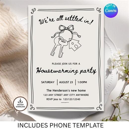 Editable Housewarming Invitation, Minimal Key Design, Modern Party Invite (digital Download) - Etsy