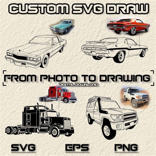 Custom Car Photo to SVG Drawing, Laser Engraving (digital Download) - Etsy Australia
