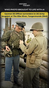 WW2 Photo Brought to Life: German SS Officer Surrenders to American Sergeant at The Elbe River | History Theory
