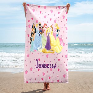 Personalized Princess Beach Towel, Characters Towel, Magic World Summer Vacation Gift, Princess Beach Towel, Princess Cruise Beach Towel - Etsy