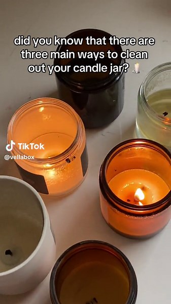we’re sharing our favorite ways to clean out our candle jars! ♻️ #vellabox #reducereuserecycle #repurpose #candletok #naturalcandles #candlereuse #candlerepurpose #candlejarcleaning #candletipsandhacks