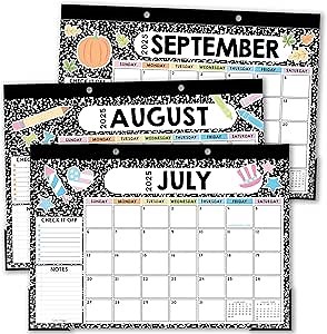 Hadley Designs Teacher Desk Calendar 2025-2026 – 18-Month Desktop Calendar for Home, Office & Classroom Organization, Ideal for Academic School Year Planning (Doodle)