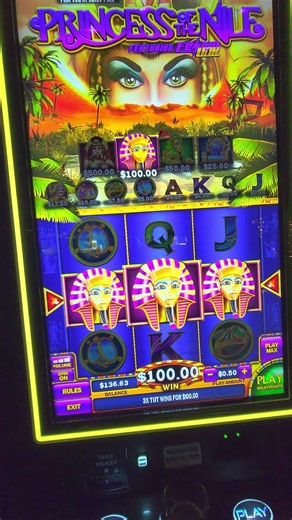 Huge Win on Low Bet PA Skills Nudge Machine Princess of the Nile Slot Machine