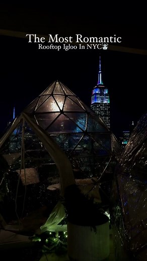 The tea drop tents in @Somewhere Nowhere NYC are so beautiful. Watching the veiws through it was so dreamy #igloonyc #nycdateideas #manhattan