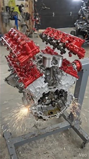 Insane V12 Engine Rebuild 🔥 Full Tear Down & Repair in Seconds! #Shorts