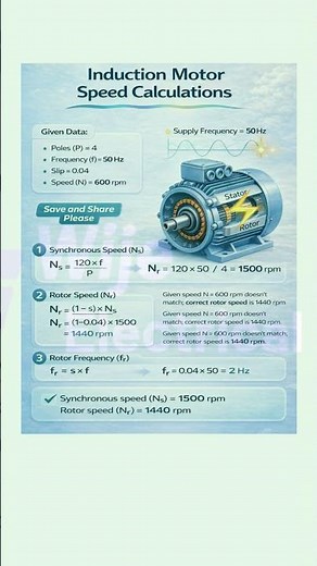 Induction Motor Speed Calculation | Simple Formula Explained