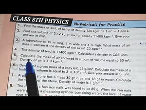 CALCULATE THE MASS OF AIR AND ENCLOSED IN A ROOM OF VOLUME EQUAL TO 60M³. DENSITY OF AIR IS 1.3