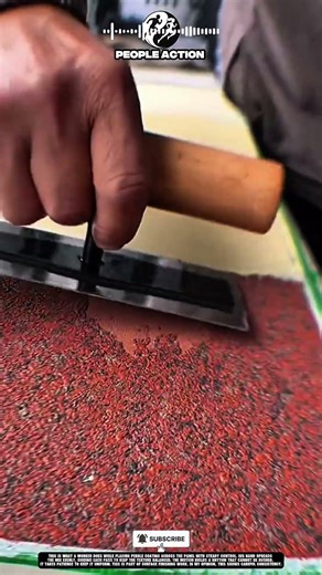Tile People Placing Pebble Coating on Surface Panel