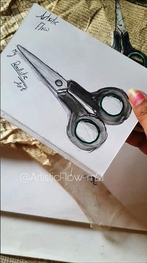 My first realistic drawing #hyperrealistic # scissor#artisticflow #art