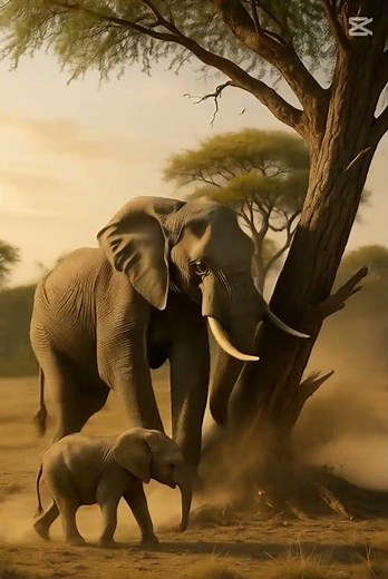 Massive Elephant Pushes Over Huge Tree in Wild | Incredible Wildlife Power
