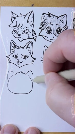 How to draw Anime Cats Faces 4 #art #drawing #ink #cat #sketch #drawingtutorial #artist #cute