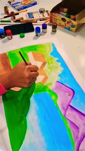 Easy landscape painting #landscapepaintingforbeginners #music #art #drawing #trending #diy