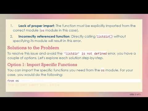 Resolving the Error: 'listdir' is Not Defined in Python