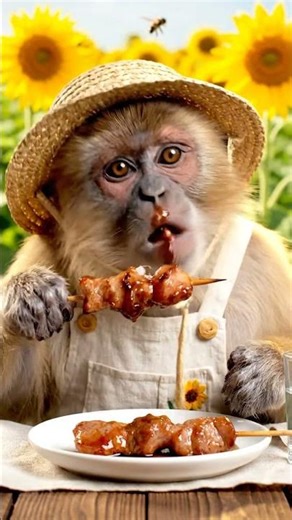 ASMR Sunflower Feast with a Baby Snub-Nosed Monkey