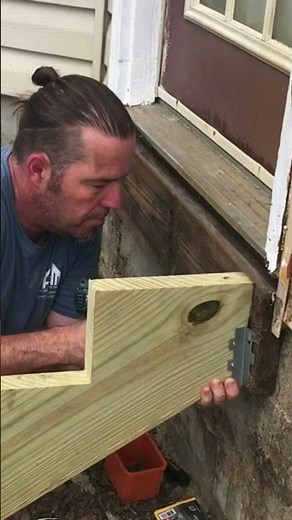 Stair stringer + plus joist hanger. You can do this!