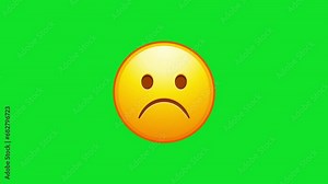 Confused emoji. Nonplussed emoticon with frowned lips Animated Emoji. Alpha channel, transparent background. 4K resolution loop animation.