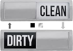 GORILLA GRIP Strong Dishwasher Magnet Clean Dirty Sign, Large Letters for Easy Read, Optional Adhesive Sticker for Non-Magnet Surfaces, Non-Scratch Sliding Dish Washer Magnets, Kitchen Decor, Silver