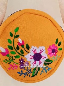 4.9K views · 475 reactions | Beautiful flowers and leaf doodle design stitching tutorial for cushion covers bags dress | Basic Embroidery ABC | Facebook