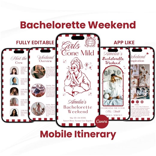 Girls Gone Mild Bachelorette Weekend Itinerary, Slumber Party Bachelorette, Spa Day Bach Party, Editable Hen Do Weekend, Pajama Party - Etsy