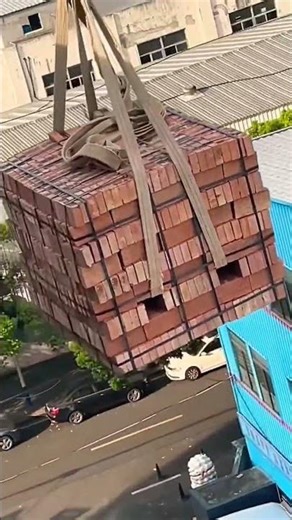 Moving Bricks with a Crane on a Construction Site #shorts