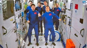 586K views · 3.7K reactions | The three #Shenzhou15 astronauts met with the three Shenzhou-14 astronauts at the China Space Station on Wednesday, a historic gathering that increased the manpower at the in-orbit space lab to six for the first time. #SpaceChina | CGTN | Facebook