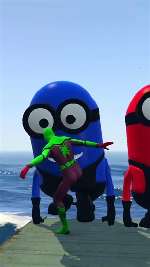 GTA 5 Ragdoll Challenge: Spiderman vs Minion Epic Water Jump Fails 28
