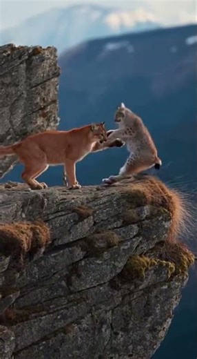 퓨마 vs 살쾡이: 바위 절벽의 사투 Cougar vs Lynx: Cliffside Survival Fight
