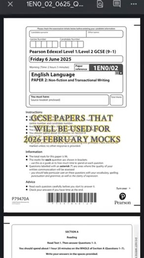 GCSE Science papers that will be used for 2026 February mocks #gcsescience #gcse #shorts #revision