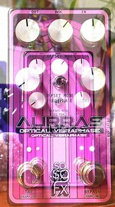 Here's a quick little riff on the Aurras Optical Vibraphase  Drawing inspiration from albums such as Band of Gypsys or the Dark Side of the Moon, our latest invention, Aurras delivers the lush modulation and heavy pulse that have shaped Rock & Roll history. In stock now on our website or at a participating authorized retailer. | SolidGoldFX | Facebook
