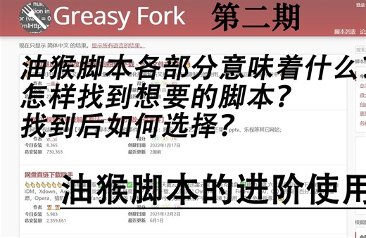 油猴脚本网页各部分及如何大致的选择脚本