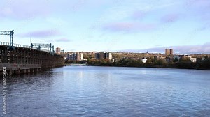Gateshead UK: 29th Oct 2024: Dunston Staiths view on the River Tyne on a sunny autumn day