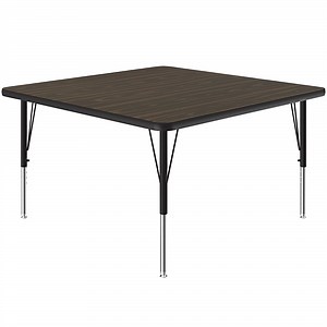 Correll 48" Square Walnut 19" - 29" Adjustable Height Thermal-Fused Laminate Top Activity Table
