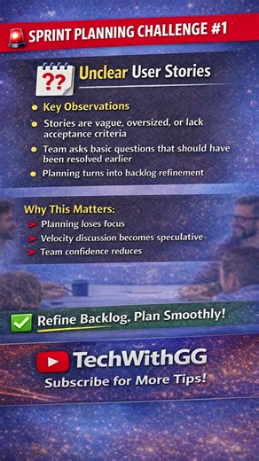 Why Sprint Planning Fails #1: Unclear User Stories | Scrum Master Tip |TechWithGG