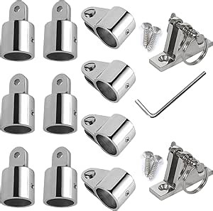 Bimini Top Hardware Kit, 12 PCS Replacement Parts Set Eye End Caps Jaw Slide Deck Hinge with Quick Release Pin 316 Stainless Steel Boat Canopy Fittings