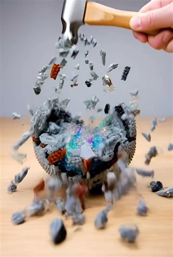 Breaking a LEGO Geode – Brick Crystals Inside! #shorts #lego #legobuild #satisfying #asmr #brick