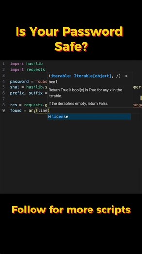 Check Your Password with Python🐍 #python #programming #cybersecurity #shorts #infosec #password