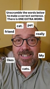 Can you unscramble the words to make a correct sentence? There is ONE EXTRA WORD. The first word = My The last word = cats. OR cat. FOLLOW ME FOR DAILY ENGLISH TIPS AND TESTS 😁 Do you want to get better at English? | Joe