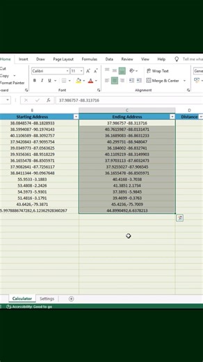 Calculate Distance Using Latitude and Longitude in Excel