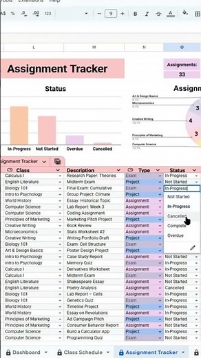 All-in-One Student Planner Spreadsheet | Stay Organized in College, University, or High School