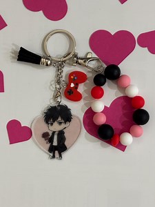 Handcrafted Anime Keychain: Character Charm, Gamer Bead Accent - Etsy UK
