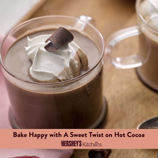 Our Hot Cocoa Mocha recipe adds that perfect dash of coffee to chocolate, the perfect way to perk up on those chilly winter afternoons. For this and more variations visit http://bit.ly/20eqqKK #BakeHappy | HERSHEY'S