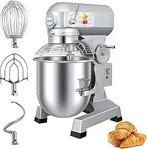 Commercial Food Mixer 30Qt with 3-Speed Adjustment, 1250W Commercial Mixer with Timer, Heavy Duty. Commercial Dough Mixer with Stainless Steel Bowl, Suitable for Bakeries and Pizzerias