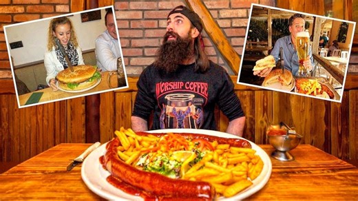 Eating the biggest bratwurst in Germany at Frankfurt’s famous giant food restaurant | BeardMeatsFood